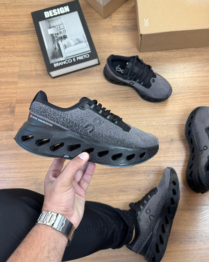Tênis Masculino On Cloudsurfer Max Preto e Cinza + Frete Rápido + Brinde Exclusivo