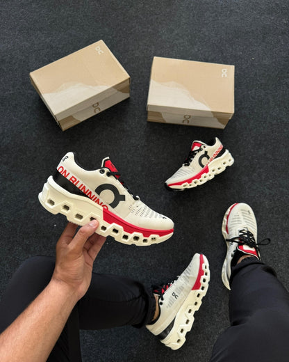 Tênis Masculino On Cloudmonster 2 Branco e Vermelho