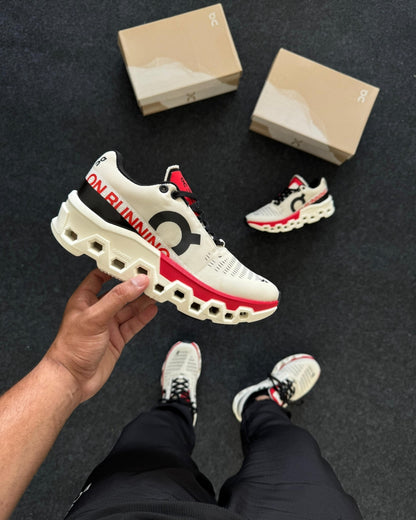Tênis Masculino On Cloudmonster 2 Branco e Vermelho