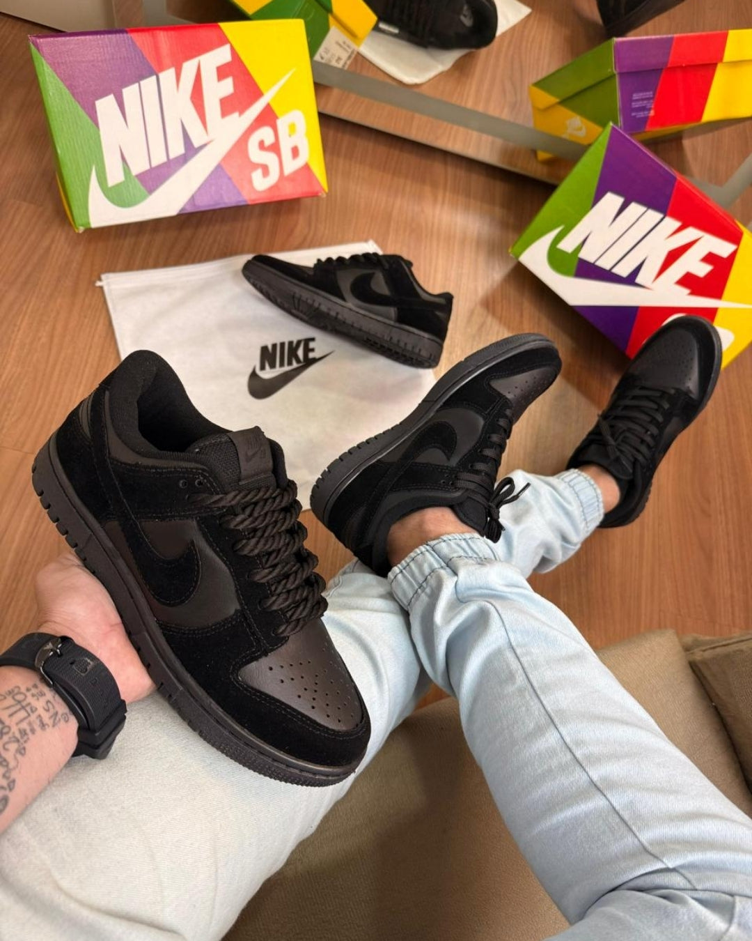 Tênis Nike Dunk Luxo Cadarço Grosso 100% Algodão + Brinde Especial