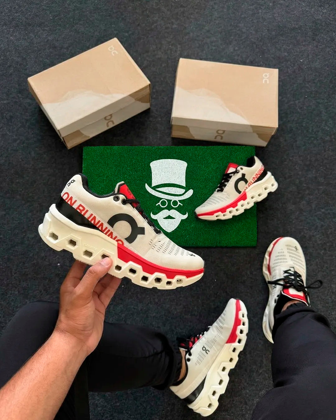 Tênis Masculino On Cloudmonster 2 Branco e Vermelho